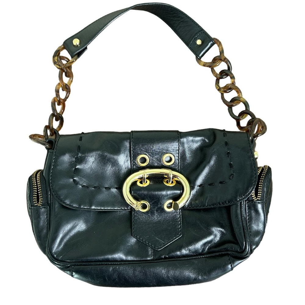 Francesco Biasia Black Leather Hobo Shoulder Bag